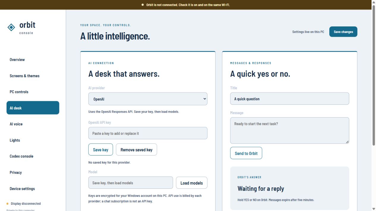 Orbit console: AI provider settings
