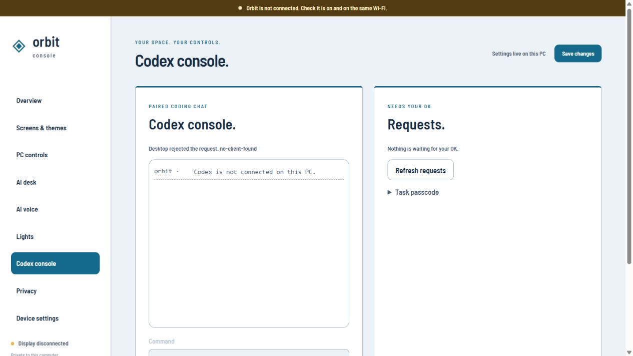 Orbit console: Codex console