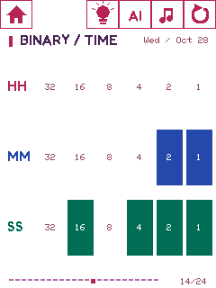 Orbit device UI: Binary Clock