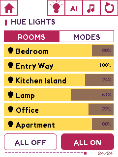 Orbit device UI: Hue rooms