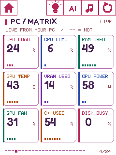 Orbit device UI: PC Matrix