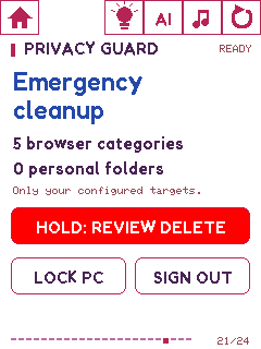 Orbit device UI: Privacy guard